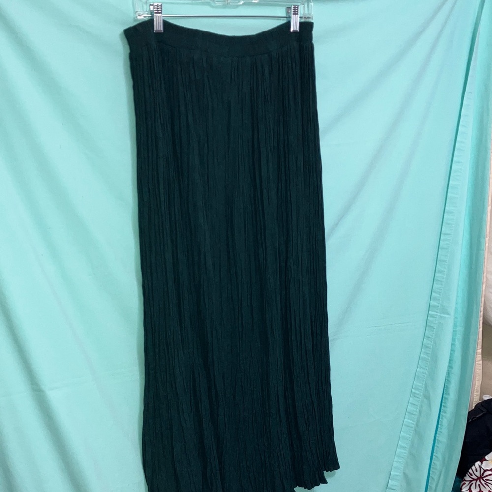 Chic Dark Green Coldwater Creek permanently pleated skirt